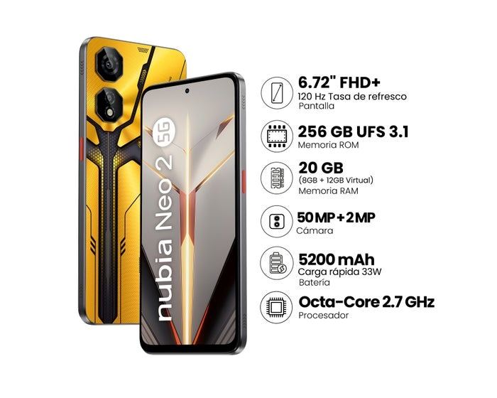 CELULAR ZTE NUBIA NEO 2 5G 20RAM 256GB AMARILLO